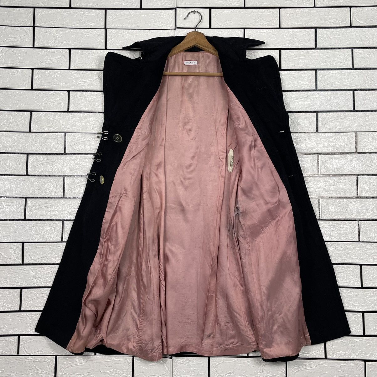 MAX&Co. Max & Co Women Black Overcoat Made In Italy Size S / US 4 / IT 40 - 12 Thumbnail
