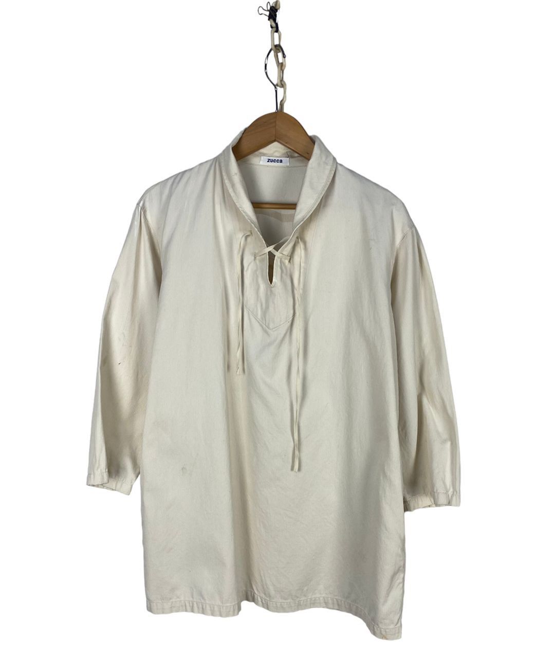 image of Bidding Offer Vintage Zucca Quarters Sleeve Shirt in Cream, Men's (Size Medium)