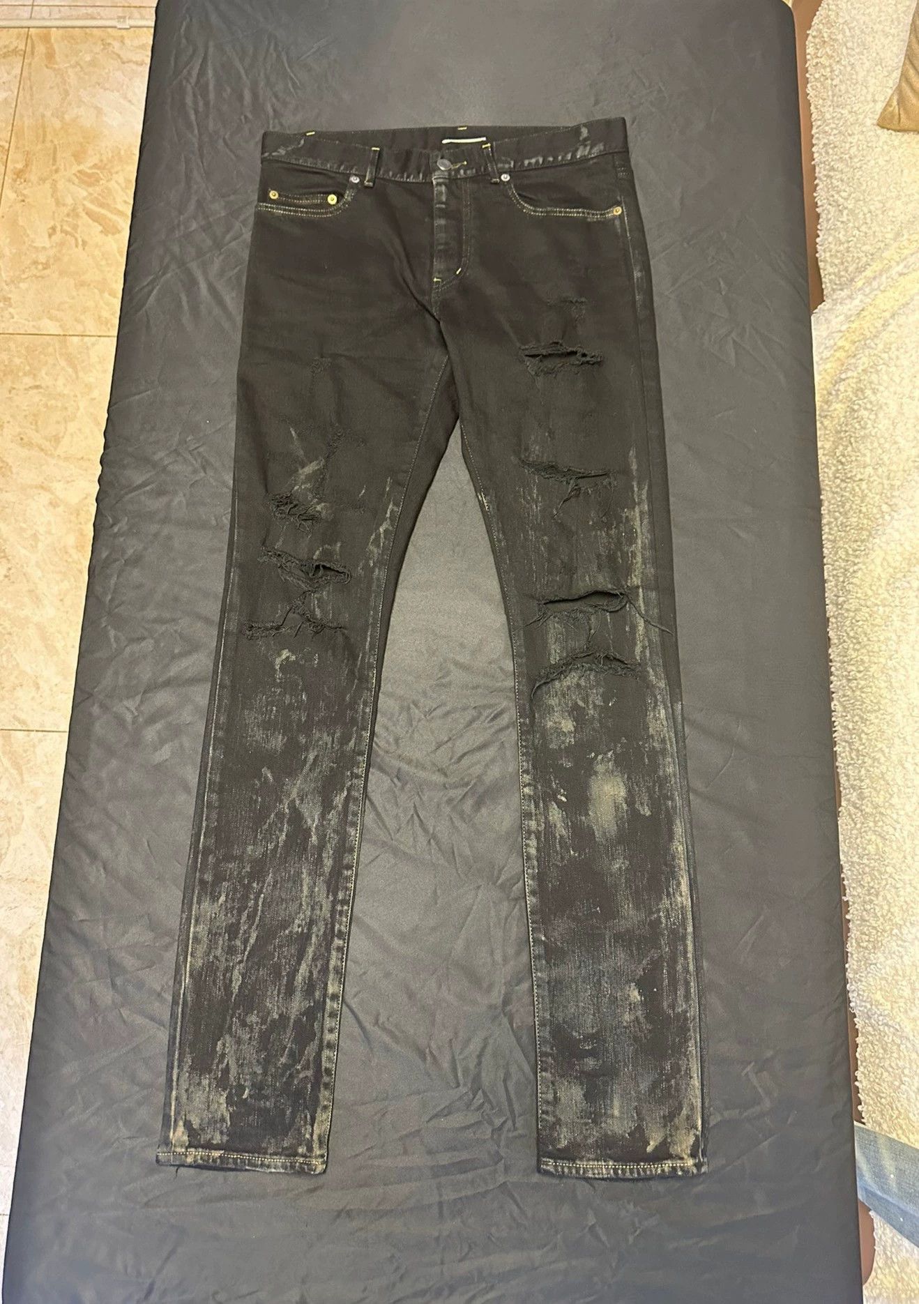 Saint Laurent Paris Oil Jeans | Grailed
