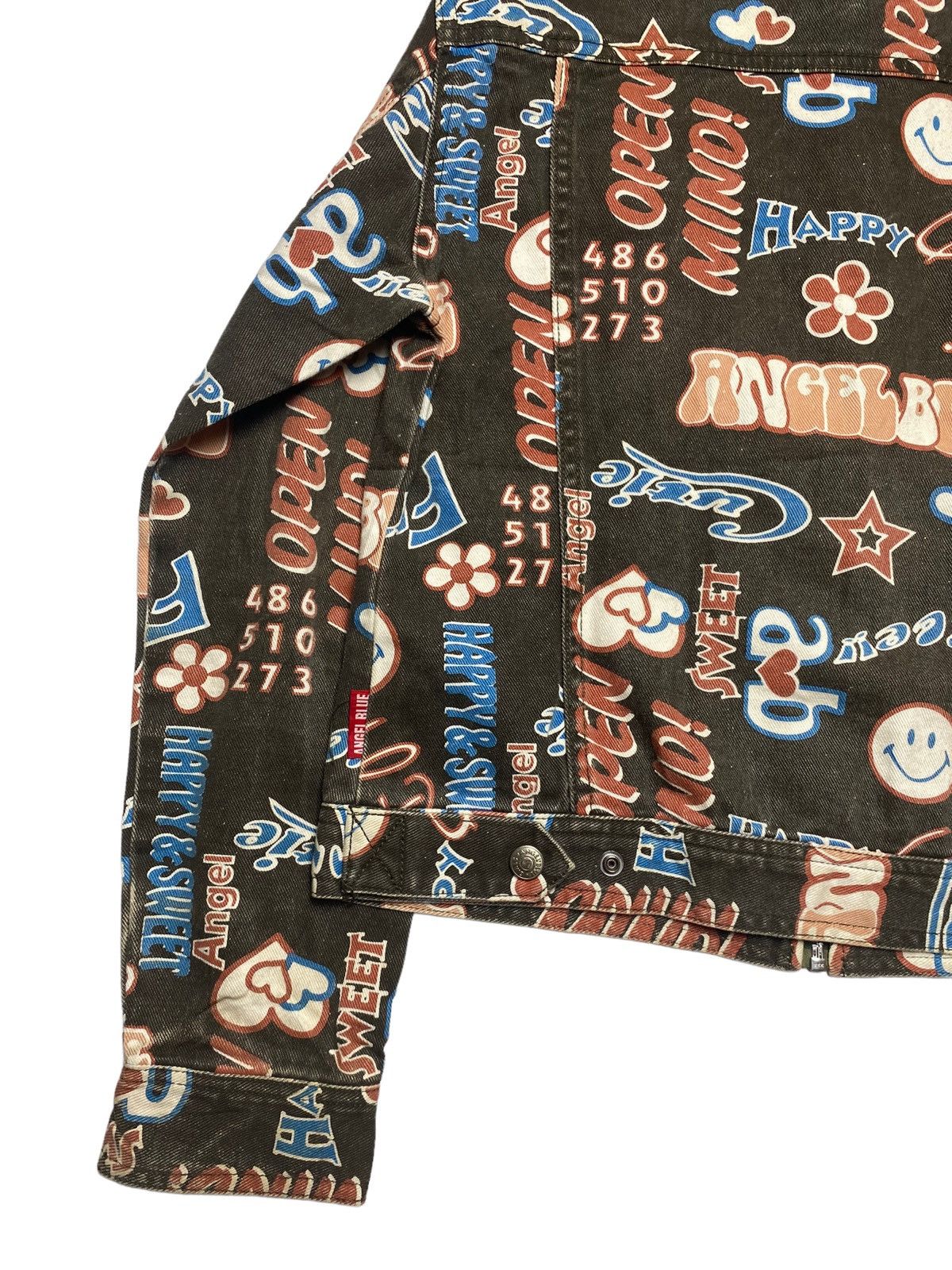 Angel Blue 1990s Angel Blue - Printed Pop Smiley Denim Work Jacket Size L / US 10 / IT 46 - 7 Thumbnail