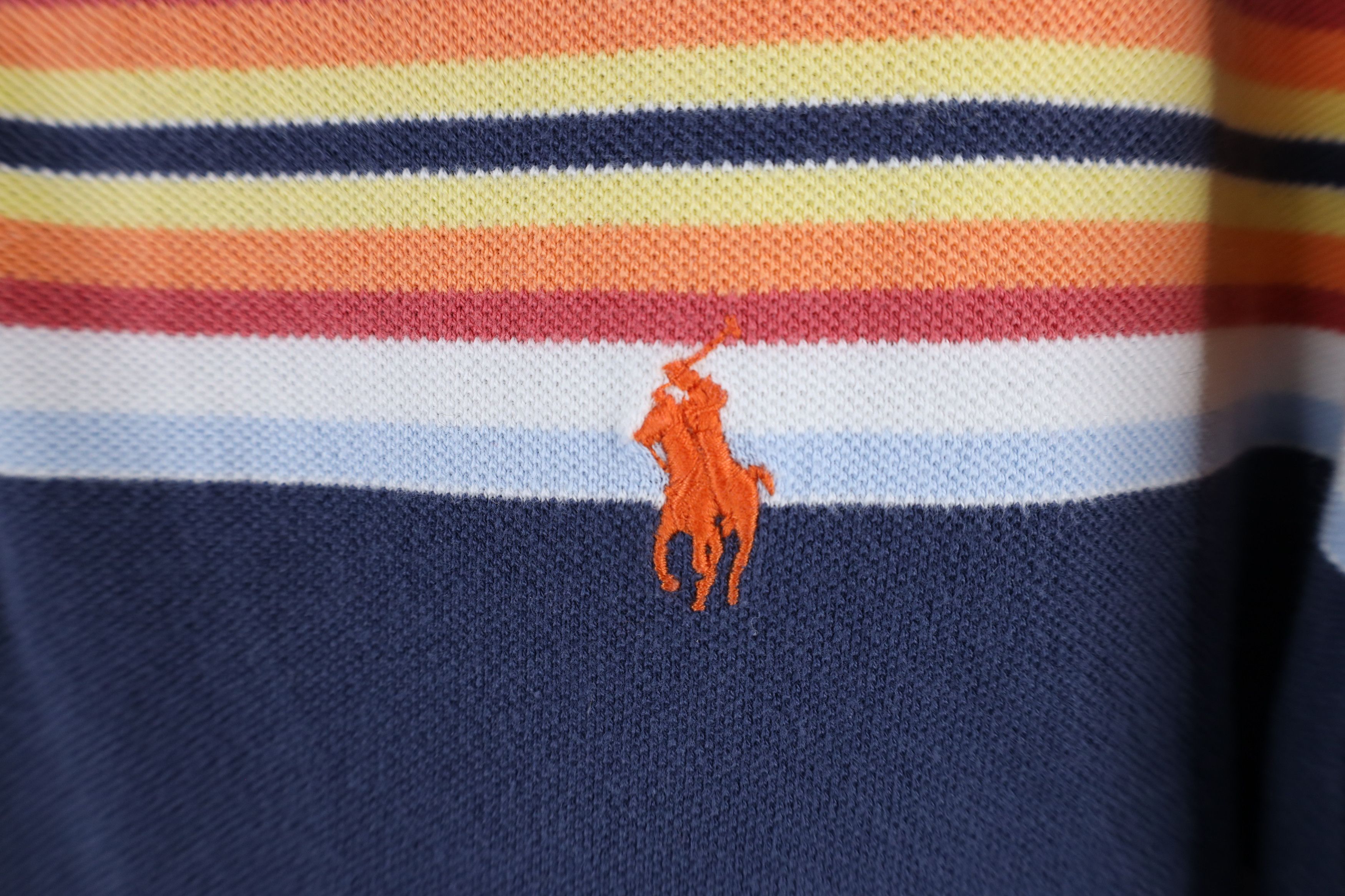 Polo Ralph Lauren Vintage 90s Ralph Lauren Rainbow Striped Collared Polo Shirt Size US XXL / EU 58 / 5 - 4 Thumbnail