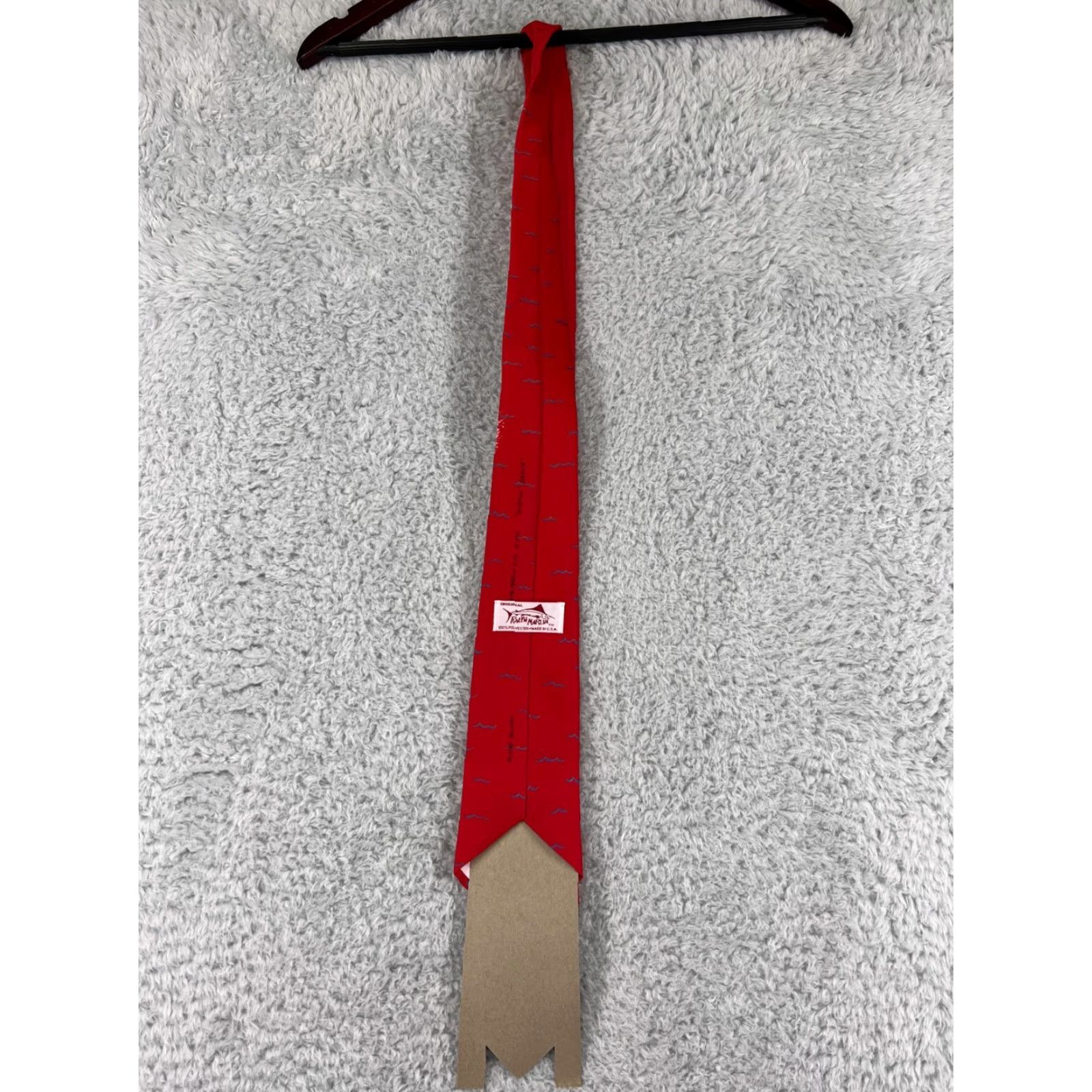 Vintage VINTAGE Ralph Marlin Mens Tie Short Red Snow Man "Surfin Santa" Christmas 1989 Classic Pattern Holiday Man Size ONE SIZE - 4 Thumbnail
