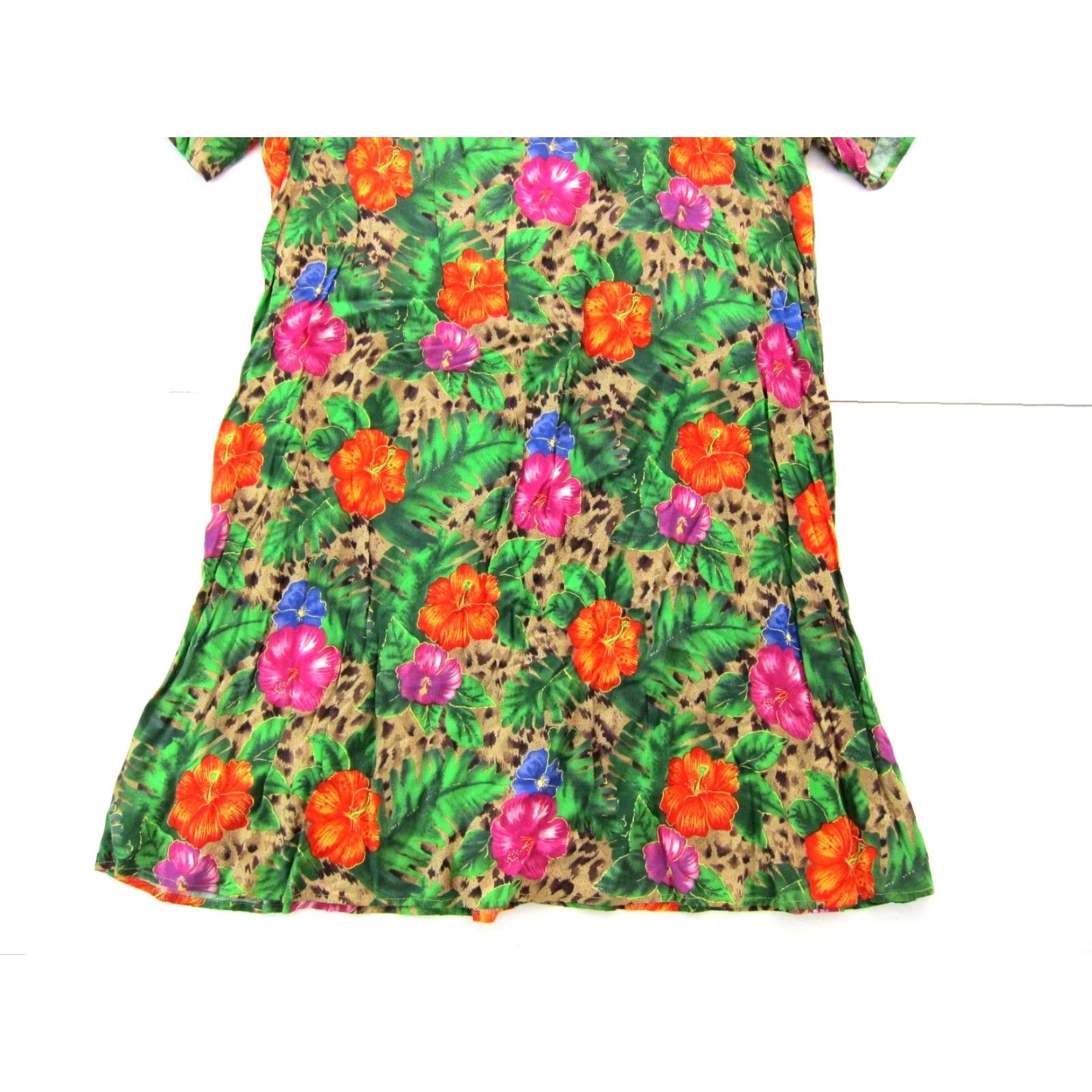Vintage VTG Notations Clothing Co. Green Floral Rayon Short Sleeve Sun Dress 1X Size 40" / US 18 - 8 Thumbnail