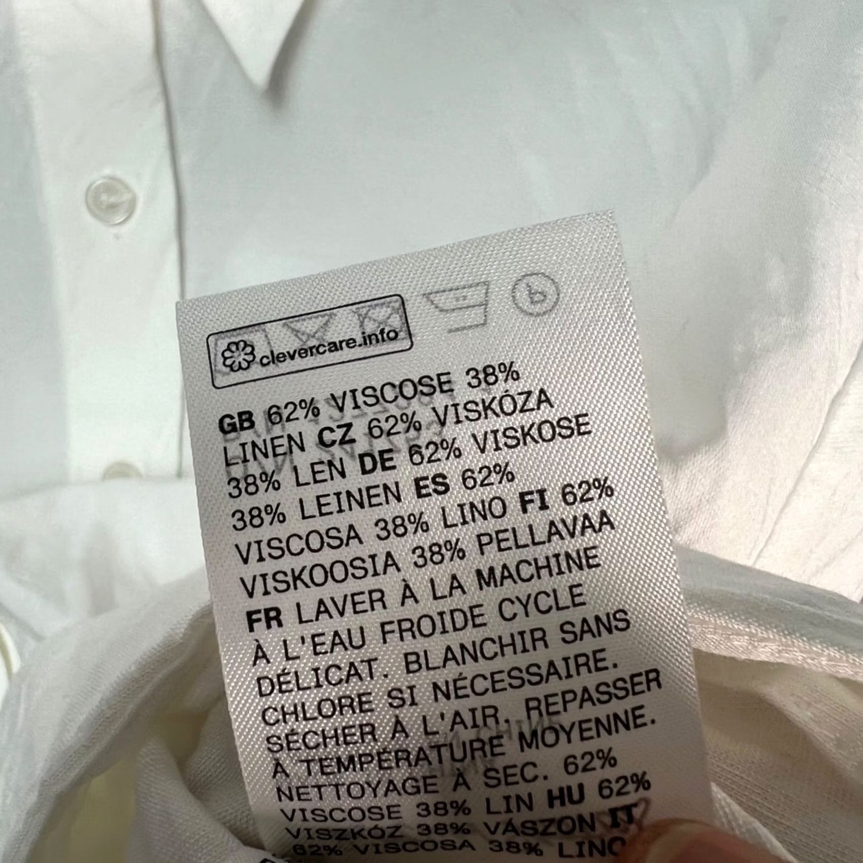 & Other Stories & Other Stories Shirt Womens Small White Linen Viscose Cotton Button-Up Long Sleeve Collared Cropped Size S / US 4 / IT 40 - 4 Thumbnail