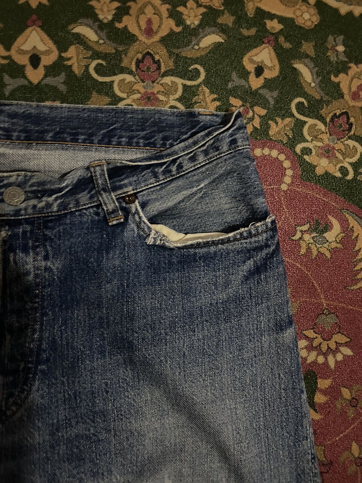 RRL Ralph Lauren 🔥RARE🔥🔥Vintage Double RL Distressed Denim Pants Size US 34 / EU 50 - 3 Thumbnail