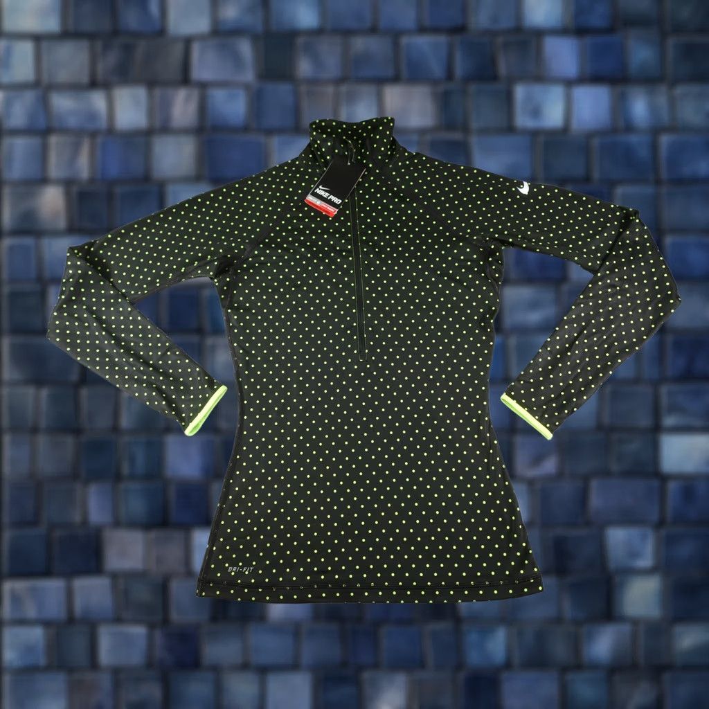 Nike Nike Pro Hyperwarm Shirt Womens Small Black Dri-Fit 1/4 Zip Polka Dot Running Size S / US 4 / IT 40 - 1 Thumbnail