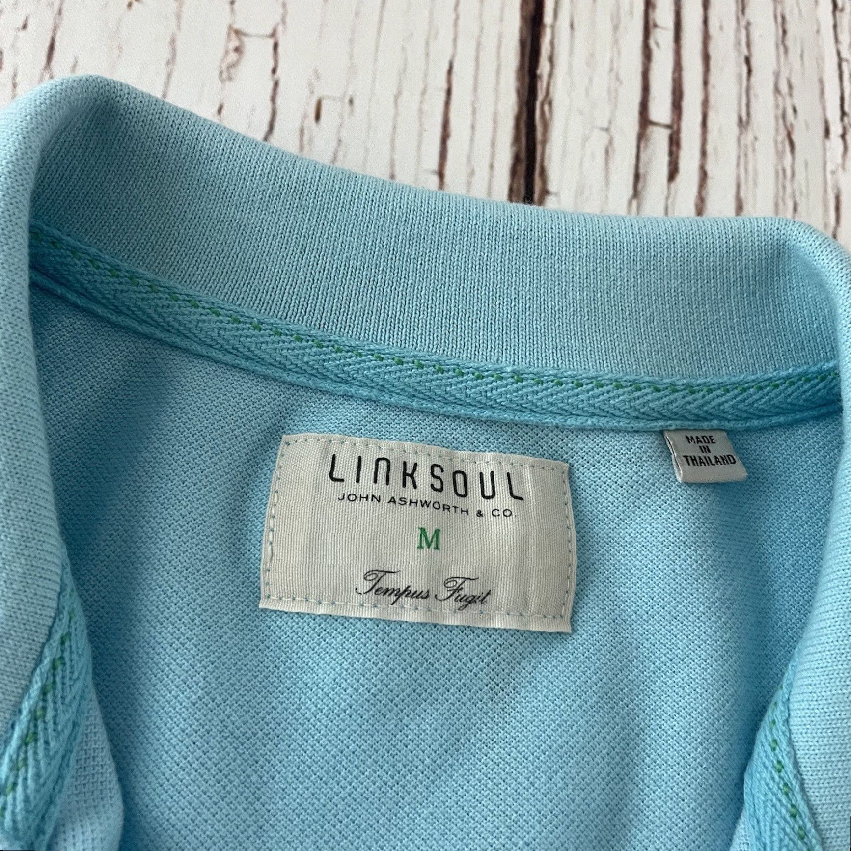 Vintage Linksoul Short Sleeve Button-Up Polo Shirt Mens Medium Solid Blue Polo Shirt Size US M / EU 48-50 / 2 - 2 Thumbnail