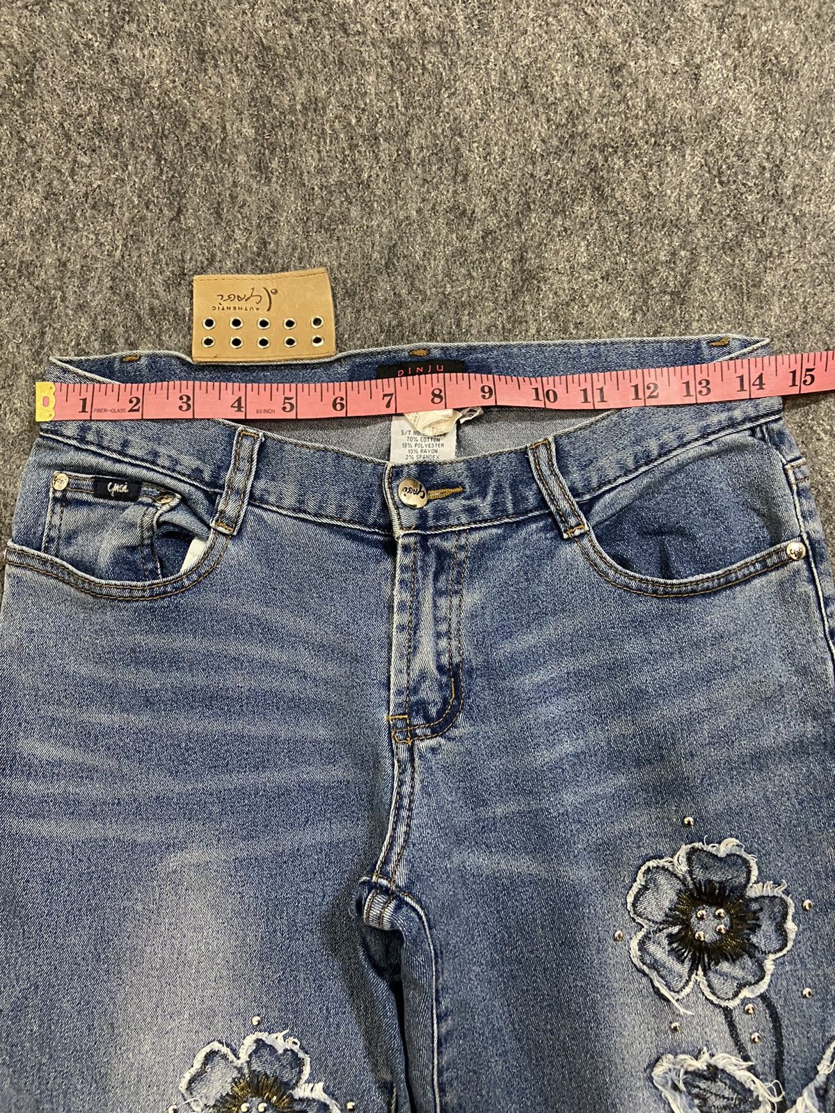 If Six Was Nine Vintage y2k YAGI denim pants flare embroidery floral Size 28" / US 6 / IT 42 - 10 Thumbnail