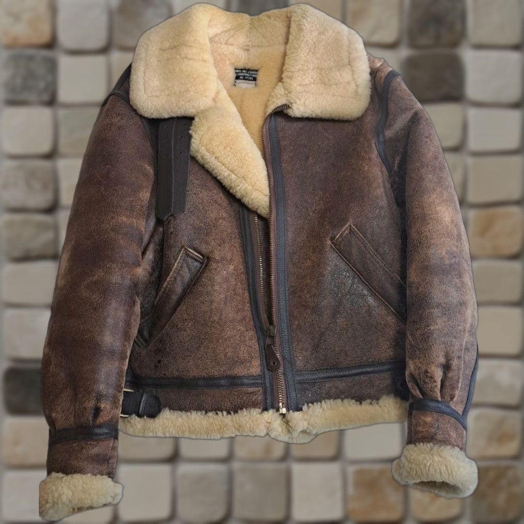 Avirex AVIREX B-3 Shearling Leather Bomber Jacket Men Brown Size 38 Vintage Full Zip Wool Lining Casual, Travel, Workwear USA 90s Classic Retro Logo Size US XXS / EU 40 - 1 Thumbnail