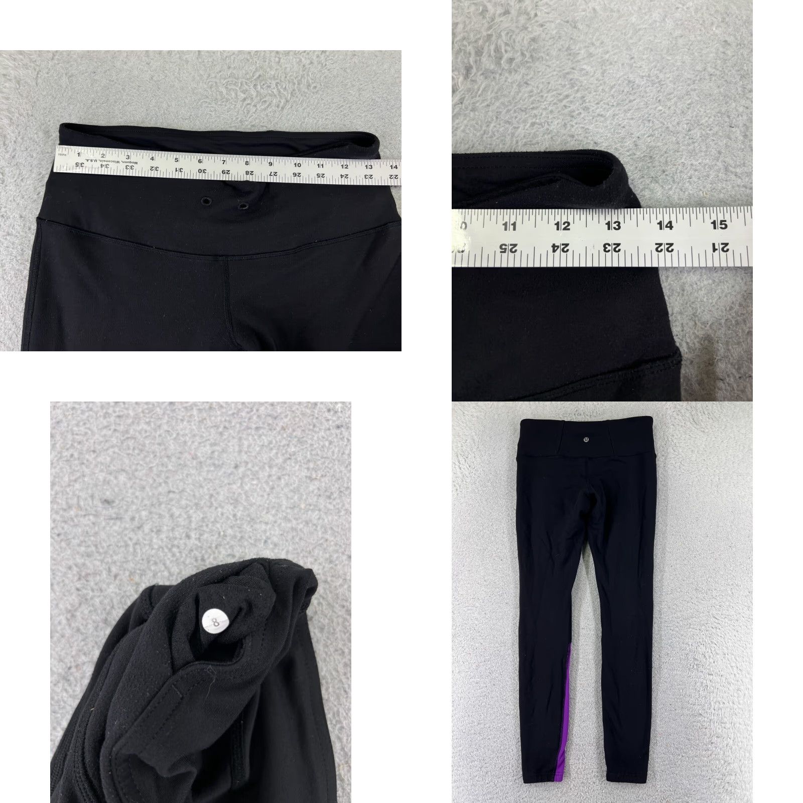 Lululemon Lululemon Women's Cropped Pants 8 Black Purple Nylon Blend Yoga Athleisure 28" Regular Fit Size 30" / US 8 / IT 44 - 8 Thumbnail