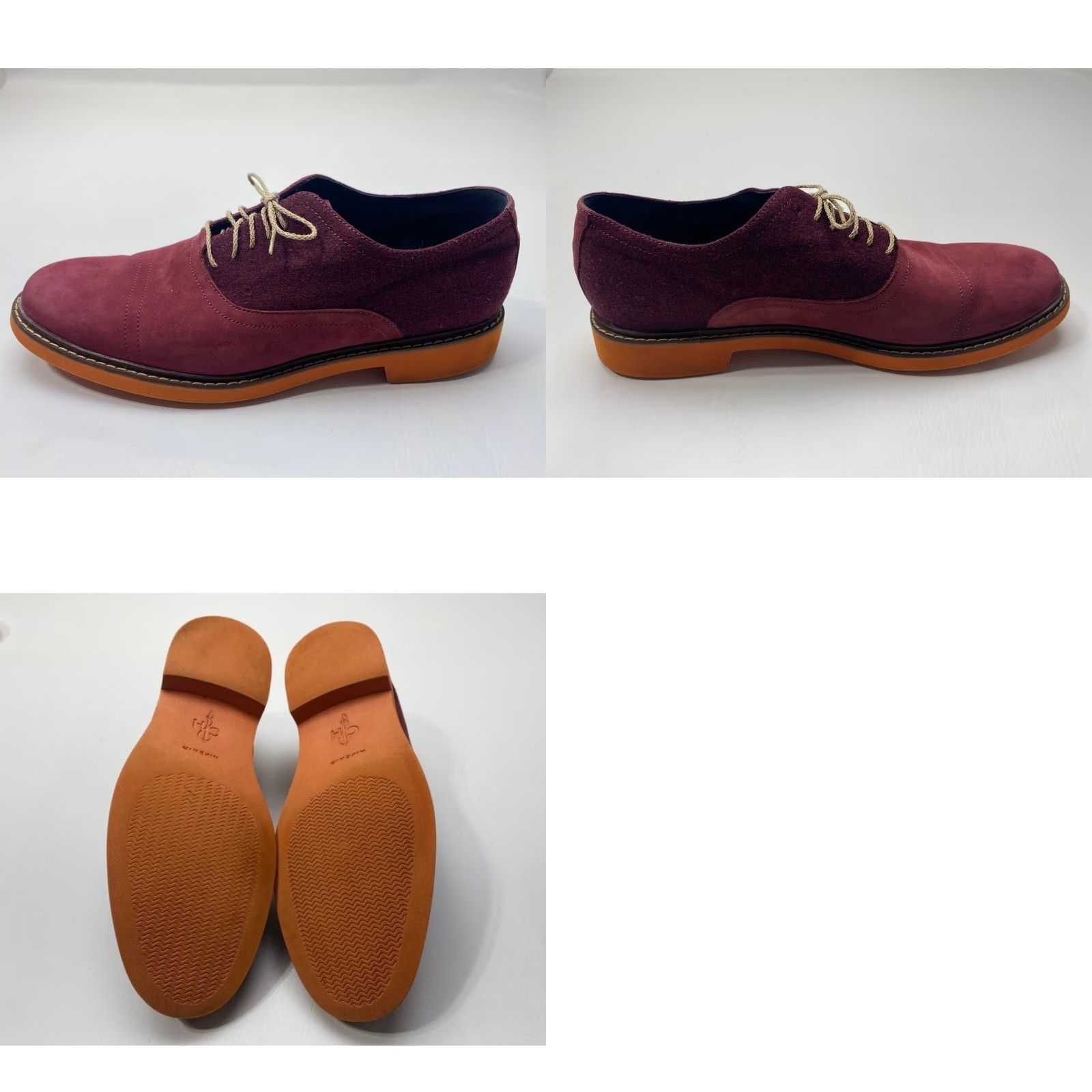 Cole Haan Cole Haan Harrison Nubuck Leather Wool Oxfords Orange Soles Men's 13M Oxblood Size US 12 / EU 45 - 8 Thumbnail