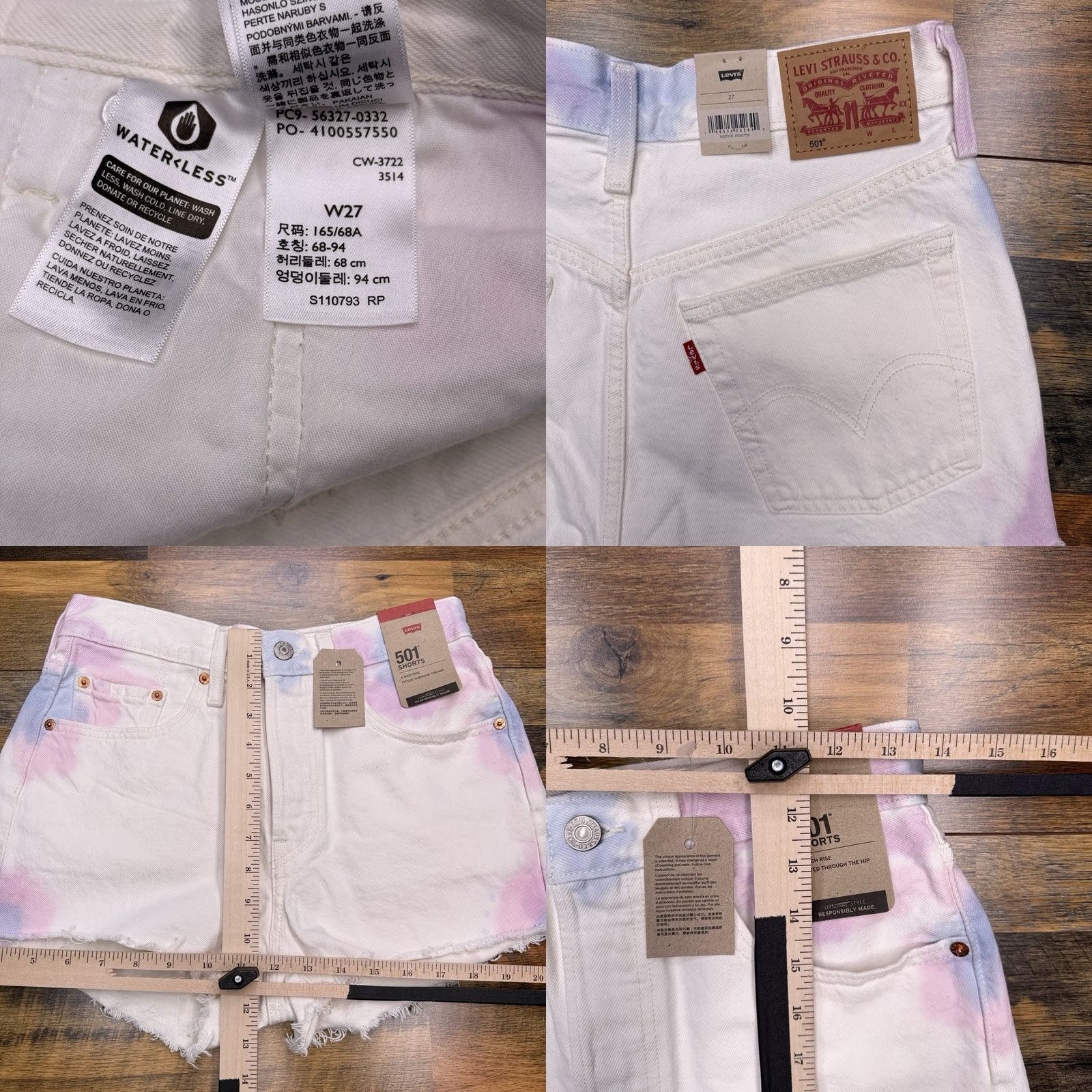 Levi's Levi'S 501 Tie Dye Shorts Womens White Denim Cut Off High Rise 27 Inch Size 27" / US 4 / IT 40 - 8 Thumbnail