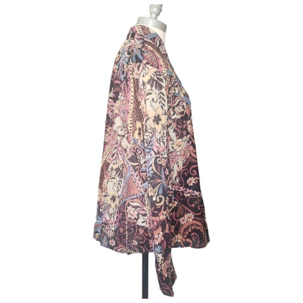 Lucky Brand CT247 Lucky Brand Ladies Brown Floral Long Sleeve Shirt XL Size XL / US 12-14 / IT 48-50 - 4 Thumbnail