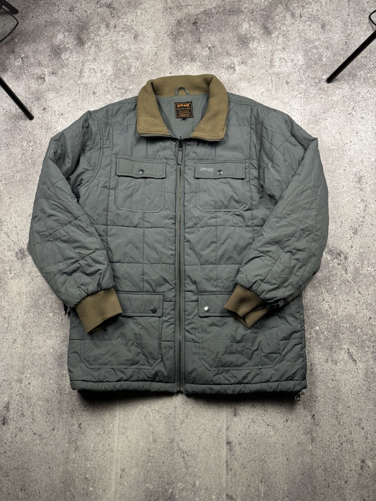 Schott Vintage SCHOTT Y2K Quilted Long Jacket Bomber Flight Militar Size US XL / EU 56 / 4 - 1 Thumbnail