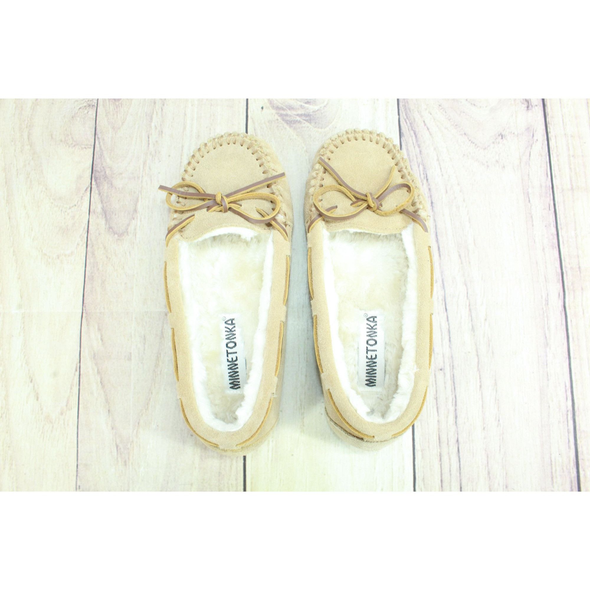 Minnetonka Minnetonka Cally Suede Shearling Lined Moccasin Slippers Size US 6 / IT 36 - 7 Thumbnail