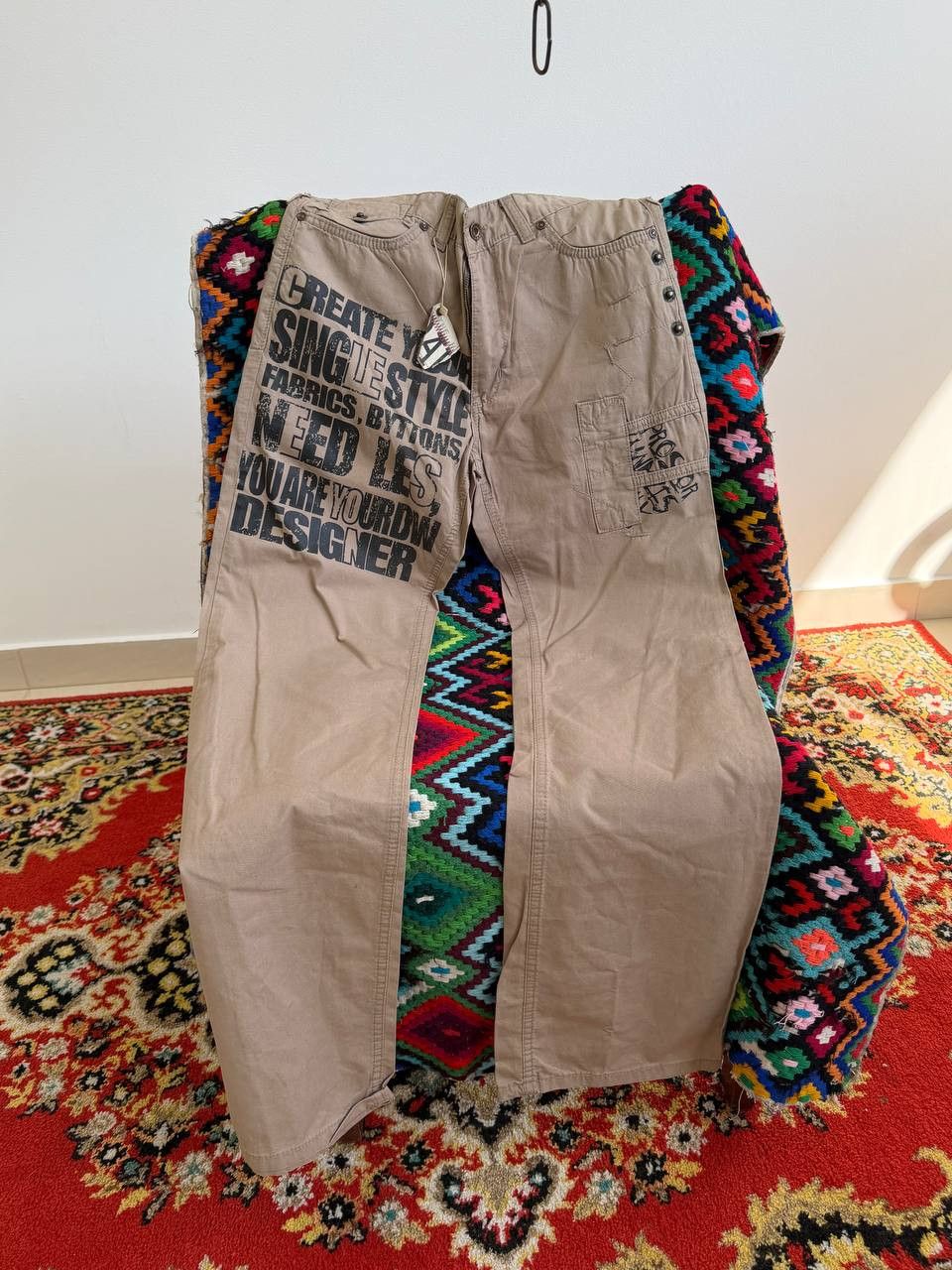 Japanese Brand 90s🔥🔥Jean Paul Gaultier Styled painted cargo pants jeans Size US 30 / EU 46 - 1 Thumbnail