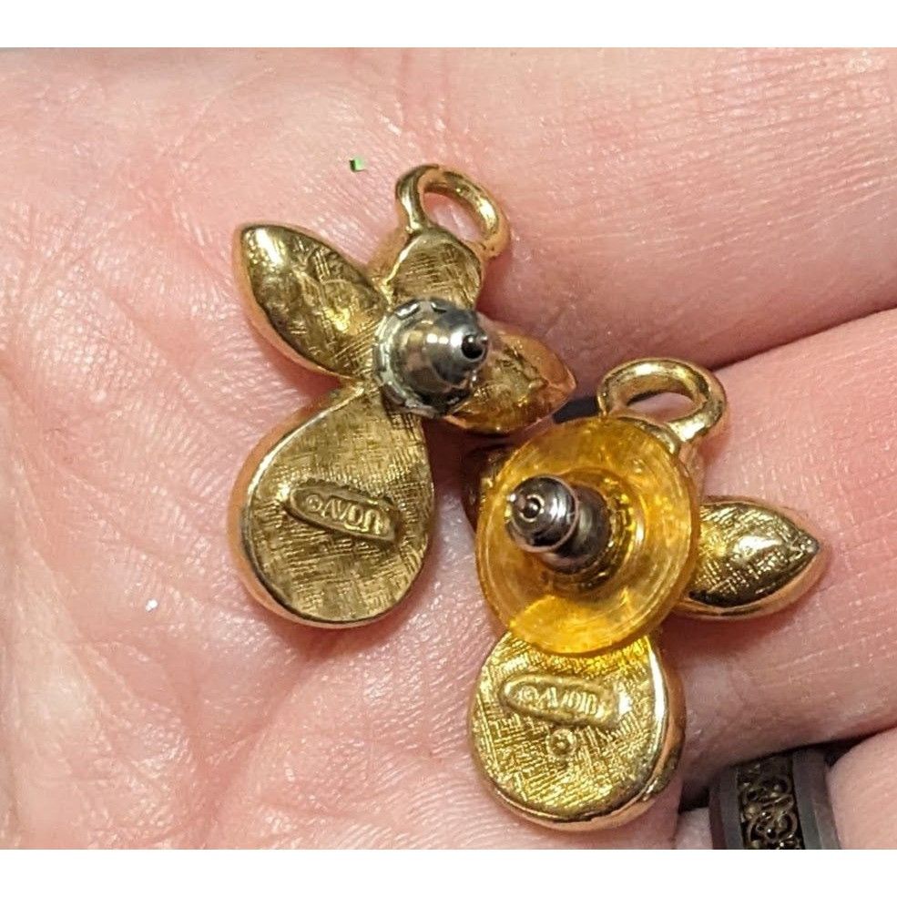 Other Vintage Avon Angel Gold Tone Rhinestone Faux Pearl Stud Earr Size ONE SIZE - 6 Thumbnail