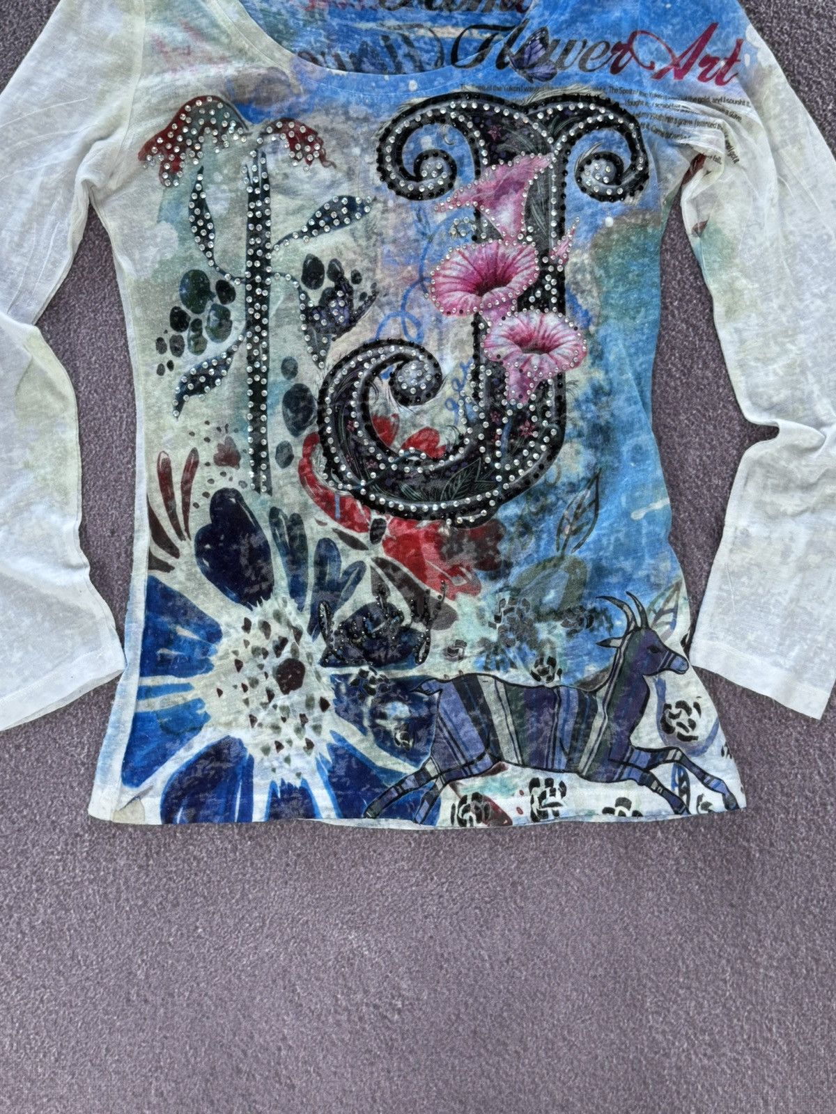 Hysteric Glamour Y2K Hysteric Glamour Style Printed Mesh Long Sleeve Top Size M / US 6-8 / IT 42-44 - 3 Thumbnail