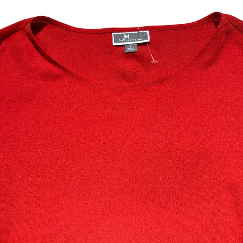 JM Collection JM Collection Red 3/4 Sleeve Blouse Size L Size L / US 10 / IT 46 - 9 Thumbnail