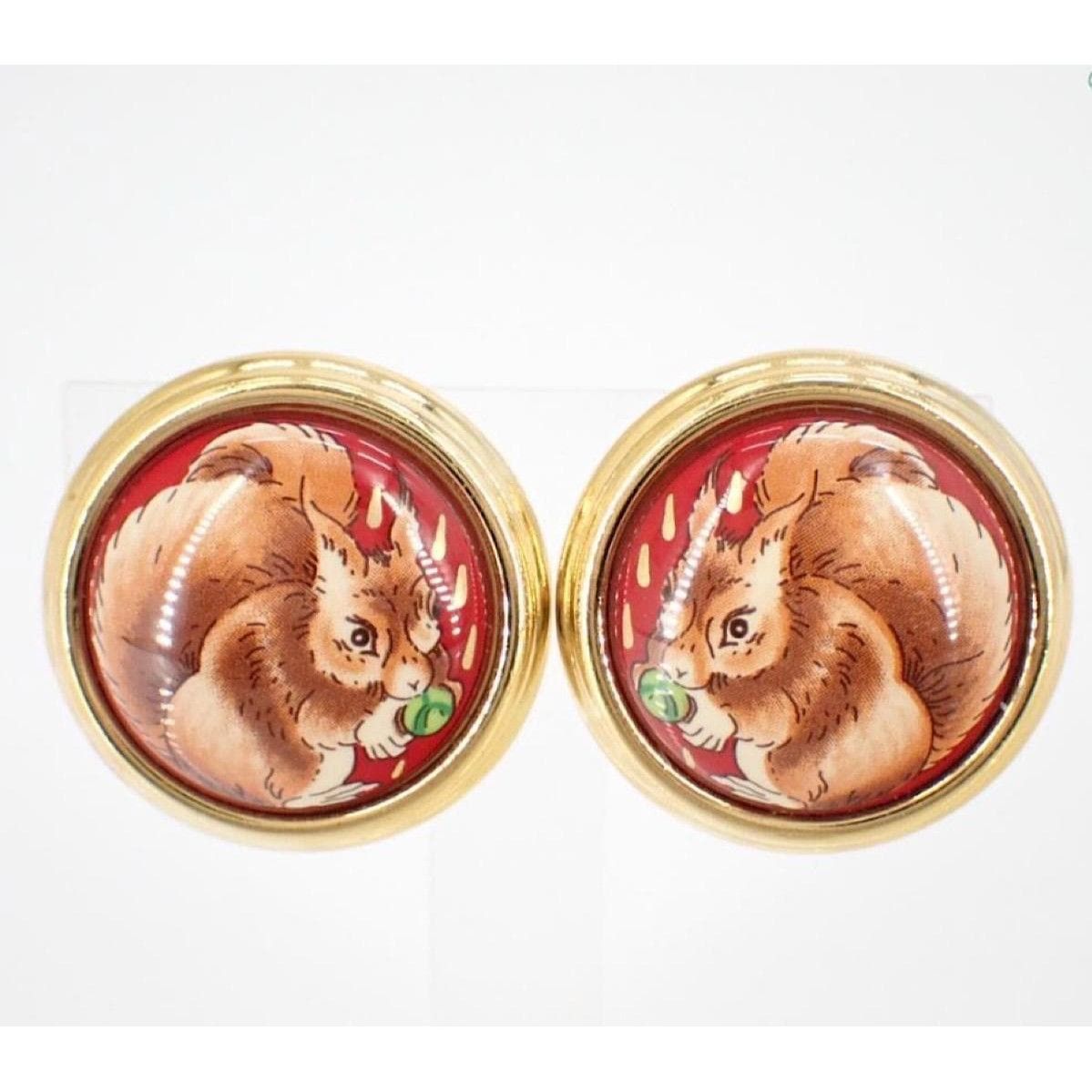 Hermes Vintage Hermes round enamel earrings, squirrel Size ONE SIZE - 1 Thumbnail