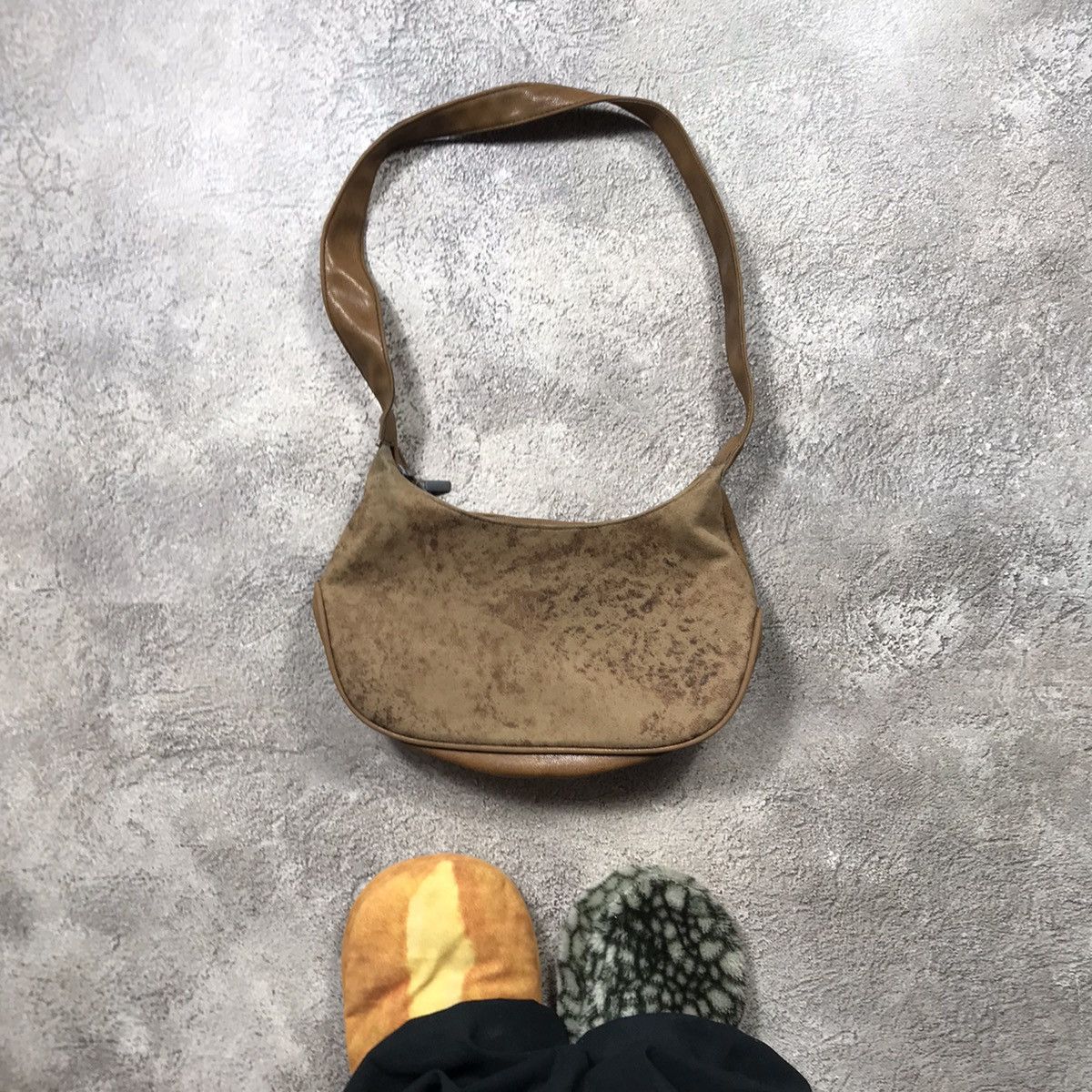 Vintage Leather Suede Crossbody Bag Junya Watanabe Style Y2K