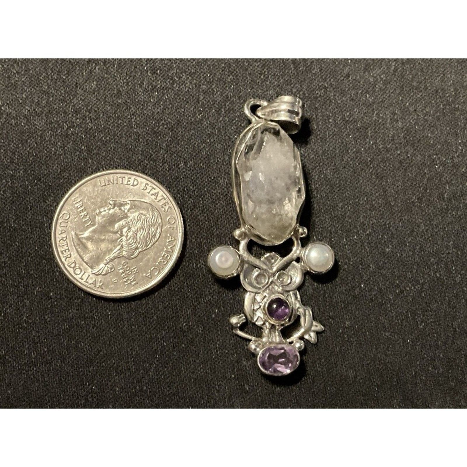 Other 925 Silver Pendant, Druzzy, Pearl, Amethyst Size ONE SIZE - 4 Thumbnail