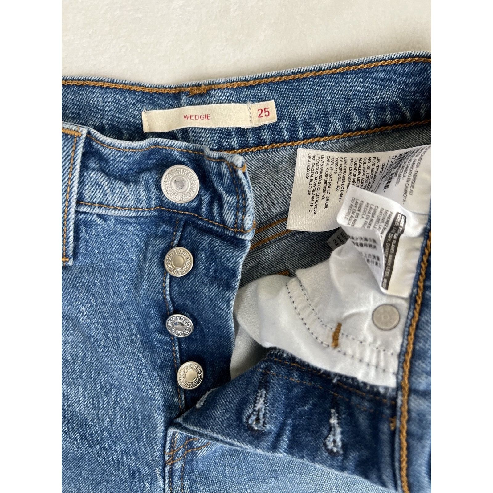 Levi's Levis Wedgie Jeans Womens 25 High Rise Straight Distressed B Size 25" / US 0 / IT 36 - 2 Thumbnail