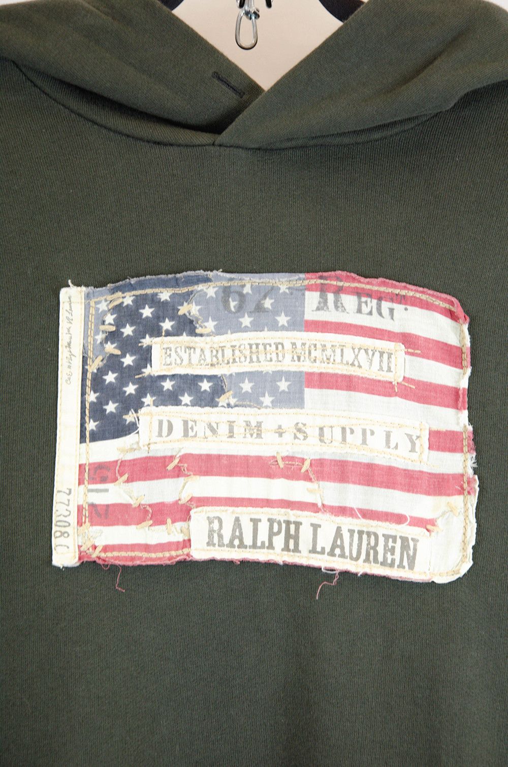 Denim & Supply Ralph Lauren Denim & Supply RL Flag Patch Hoodie – Army Green – L Size US L / EU 52-54 / 3 - 5 Thumbnail