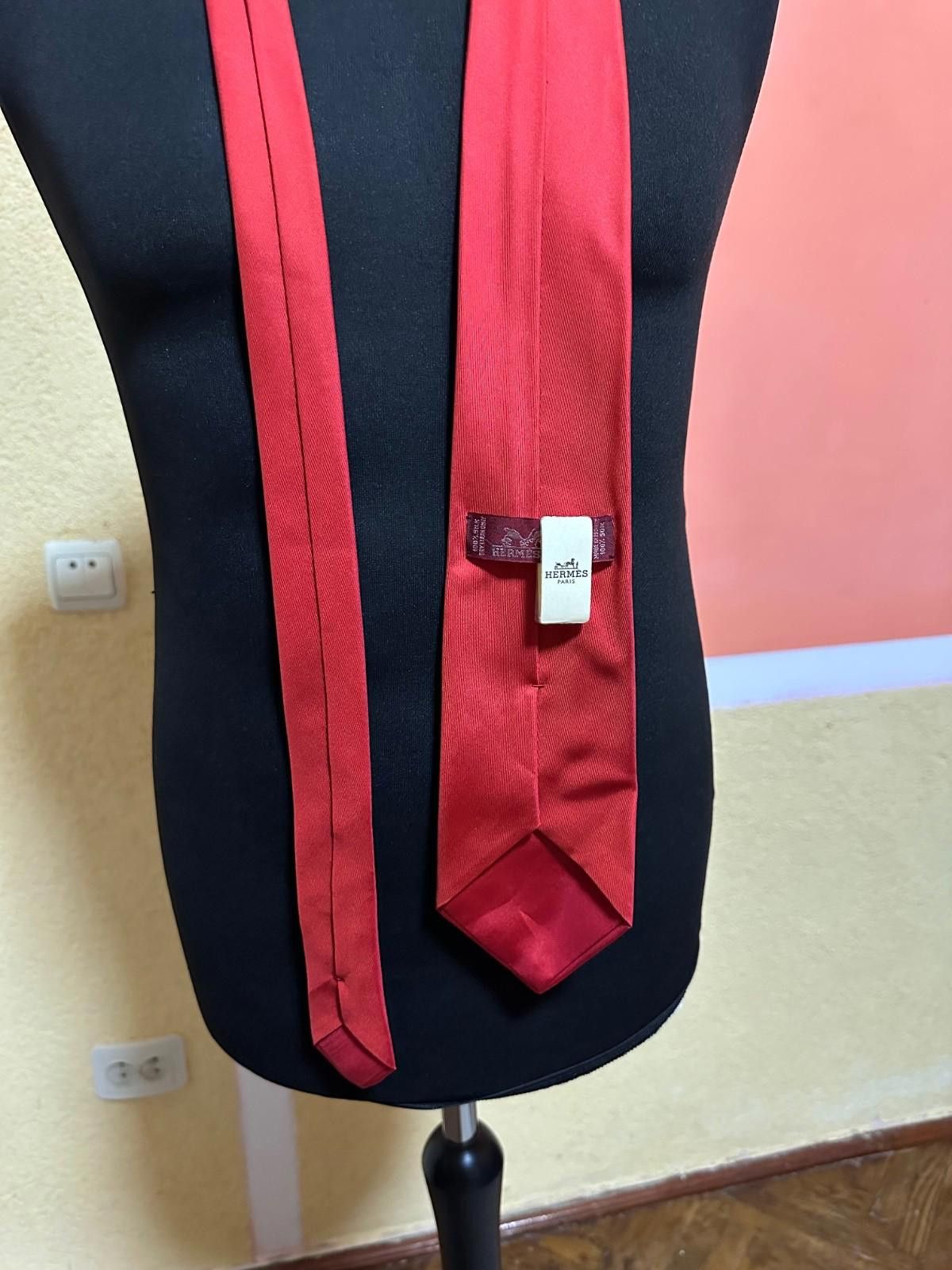 Hermes Hermes Tie Red Silk New Size ONE SIZE - 5 Thumbnail