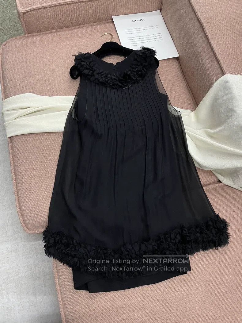 Chanel Chanel Black mesh two-piece silk dress Size XS / US 0-2 / IT 36-38 - 3 Thumbnail