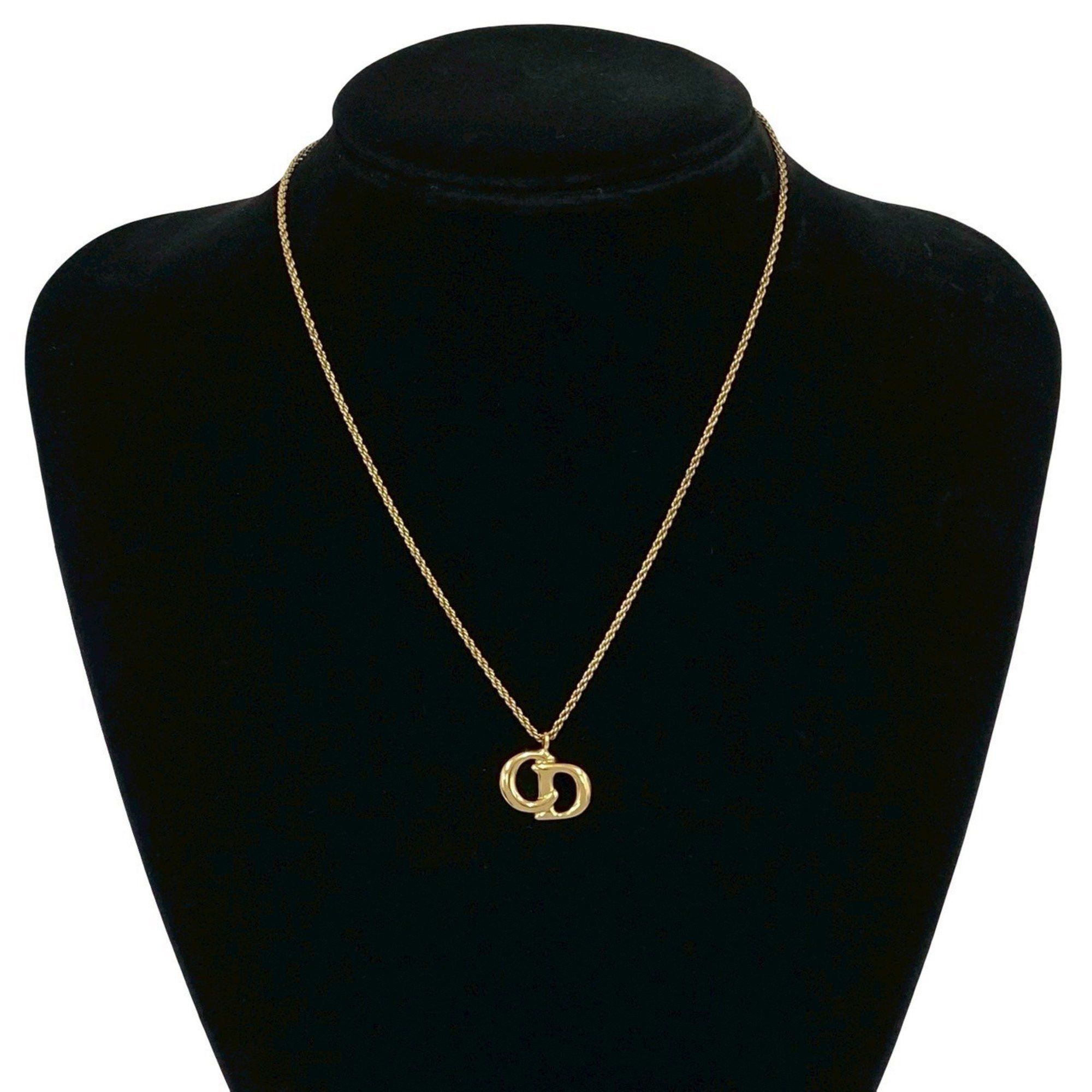 Dior Christian Dior Vintage CD Logo Necklace Pendant Choker Gold 652-3 Size ONE SIZE - 1 Thumbnail