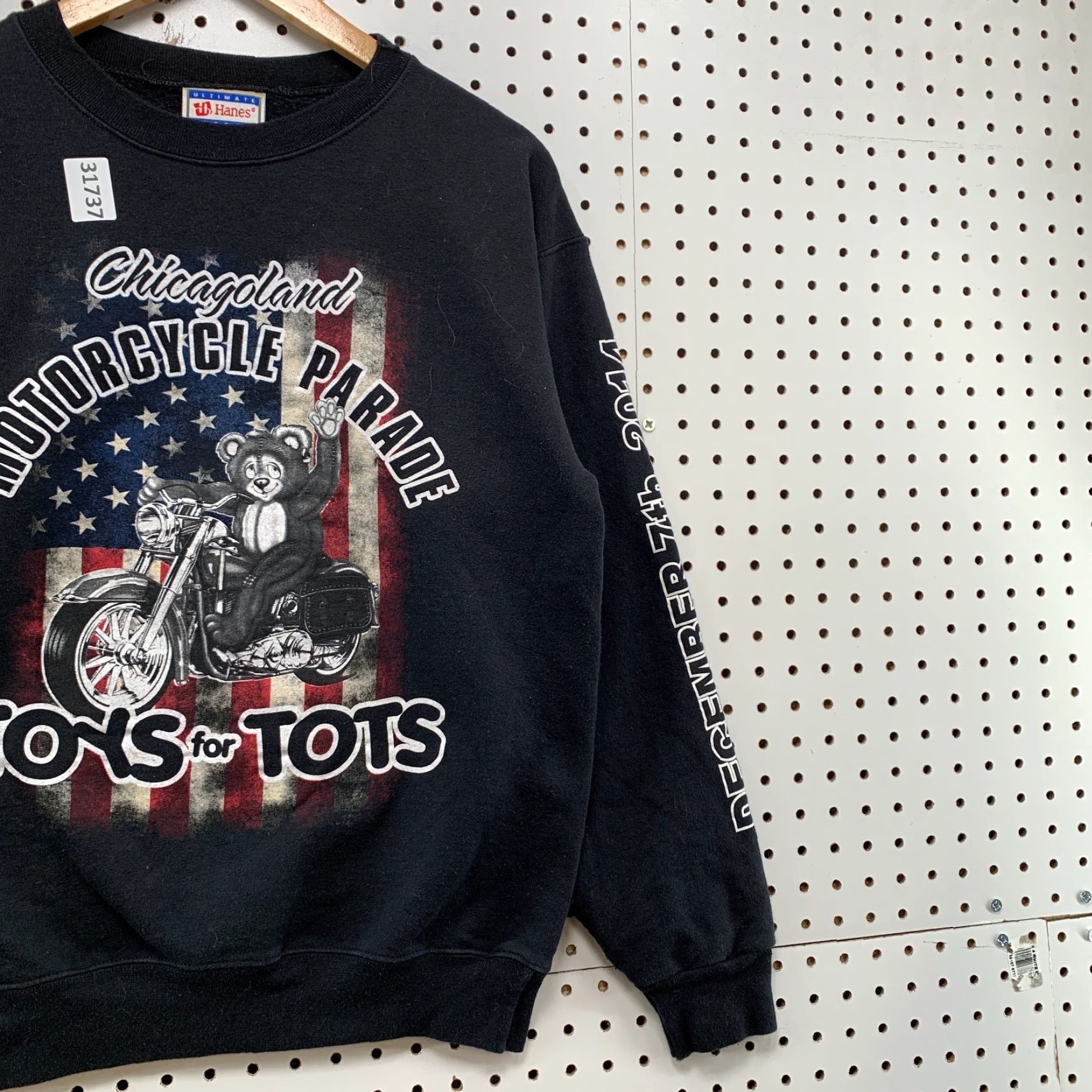 Hanes VINTAGE Hanes Motorcycle Sweatshirt Shirt Mens S Black 2014 20x24.5 Toy For Tots Crewneck Pullover Smoke Free? Size US S / EU 44-46 / 1 - 4 Thumbnail