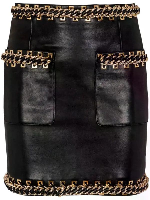Balmain o1s1wg111225 Chain-Detail Mini Skirt in Black Size 26" / US 2 / IT 38 - 1 Thumbnail