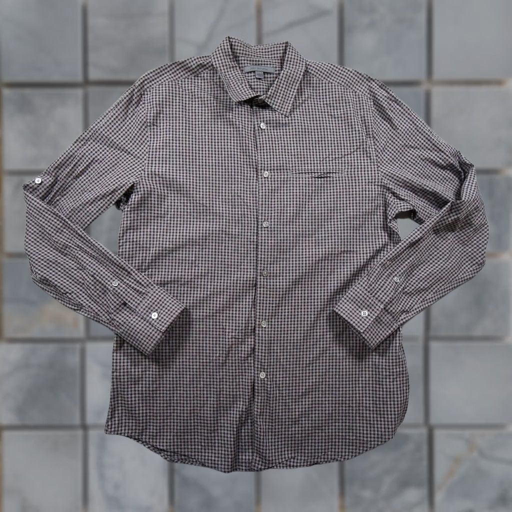 John Varvatos VINTAGE John Varvatos Shirt Mens L Burgundy Button Down Long Sleeve Check Size US L / EU 52-54 / 3 - 1 Thumbnail