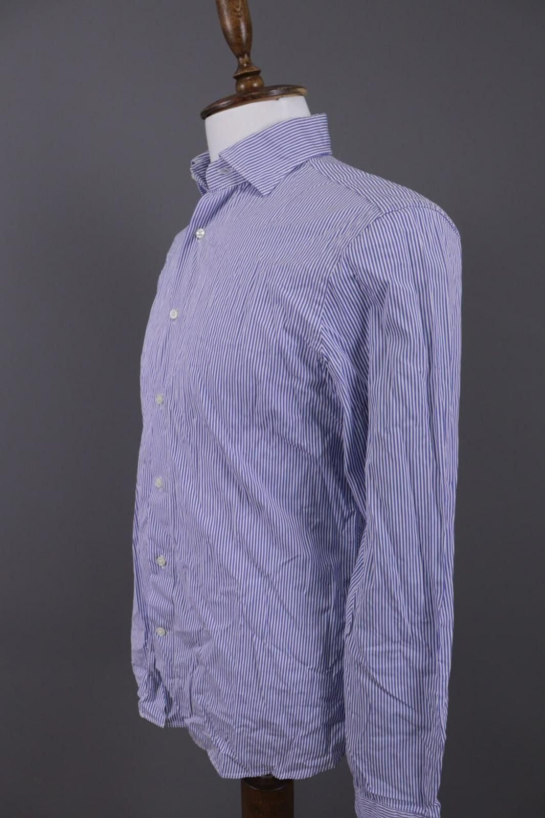 Boglioli Boglioli Milano Blue Striped Button Shirt Size 41 16 Size US M / EU 48-50 / 2 - 5 Thumbnail
