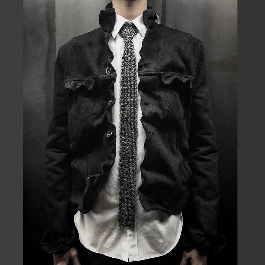 Deepti Deepti Distressed Black Horsehide Tie Adjustable OG Size ONE SIZE - 8 Thumbnail