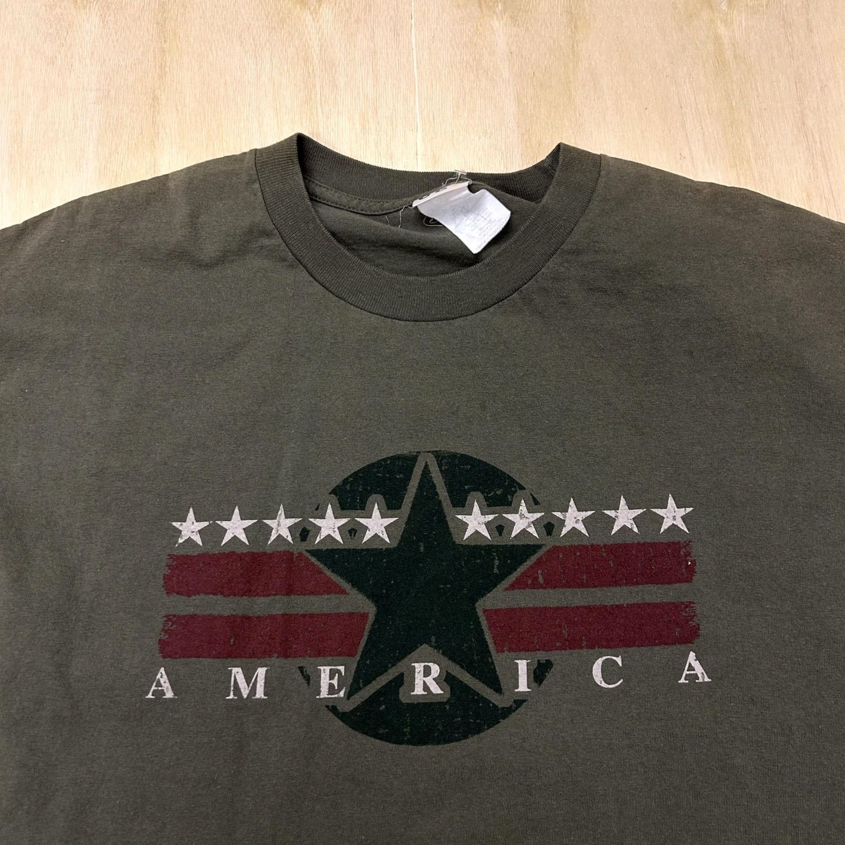 Vintage America Shirt Mens XL Green Patriotic Star Graphic Stripes USA Tee T-Shirt Size US XL / EU 56 / 4 - 2 Thumbnail