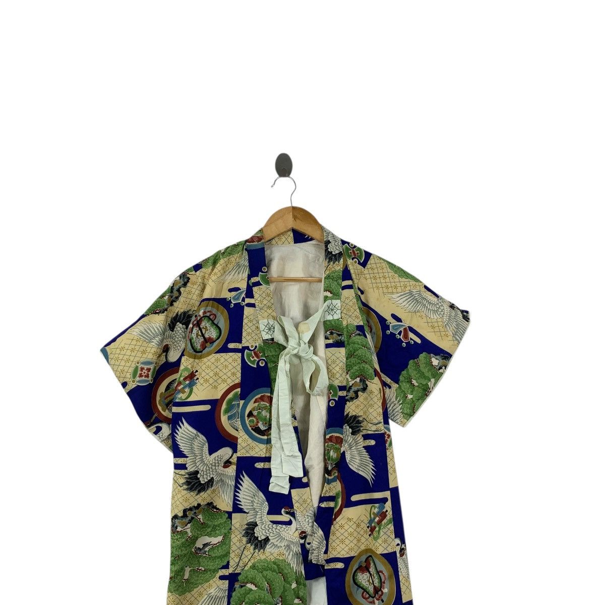 Vintage Vintage 70s KIMONO JAPAN SEIGAIHA CRANE Traditional Geisha Size S / US 4 / IT 40 - 2 Thumbnail