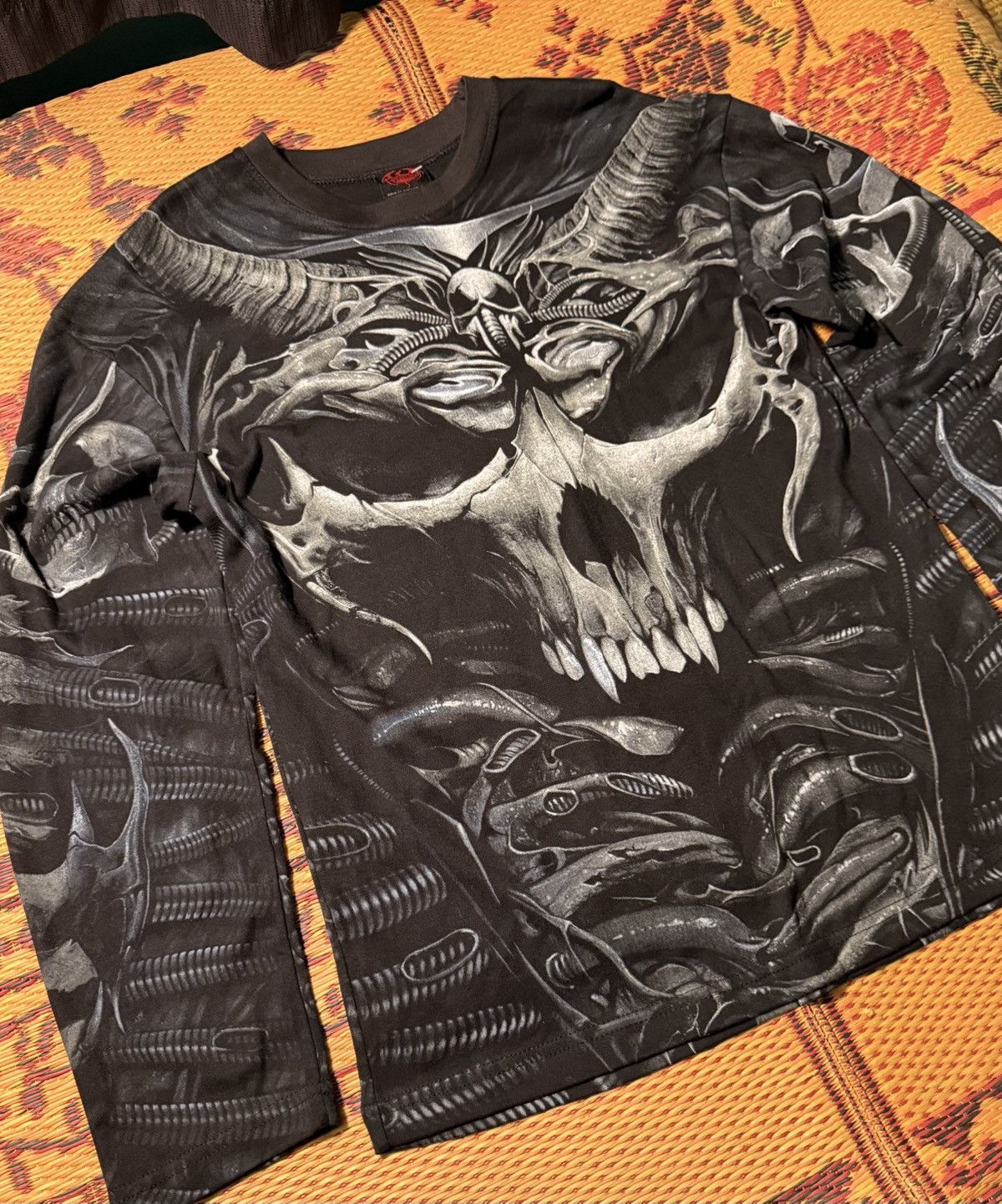 Other Vintage Y2K Skull AOP Longsleeve Shirt Size US M / EU 48-50 / 2 - 3 Thumbnail