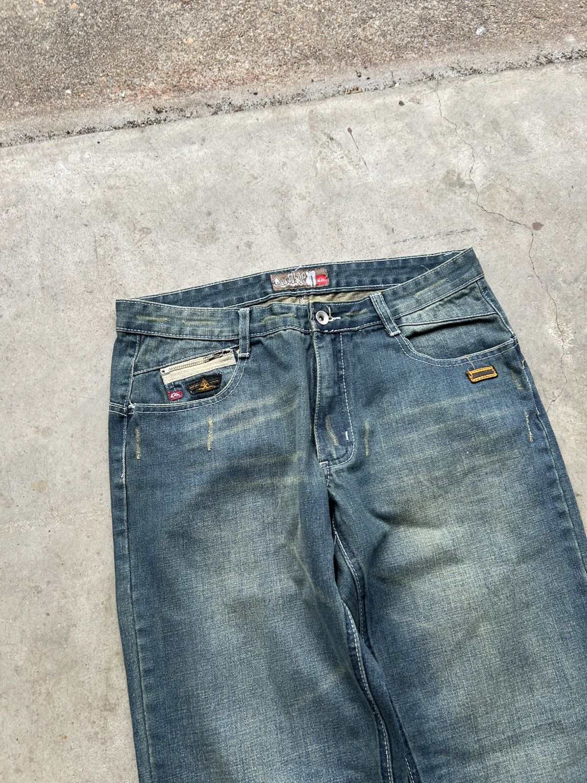 Quiksilver × Vintage Vintage 90s Y2k Quiksilver Surf Denim Baggy Jeans 32x30 Size US 32 / EU 48 - 4 Thumbnail