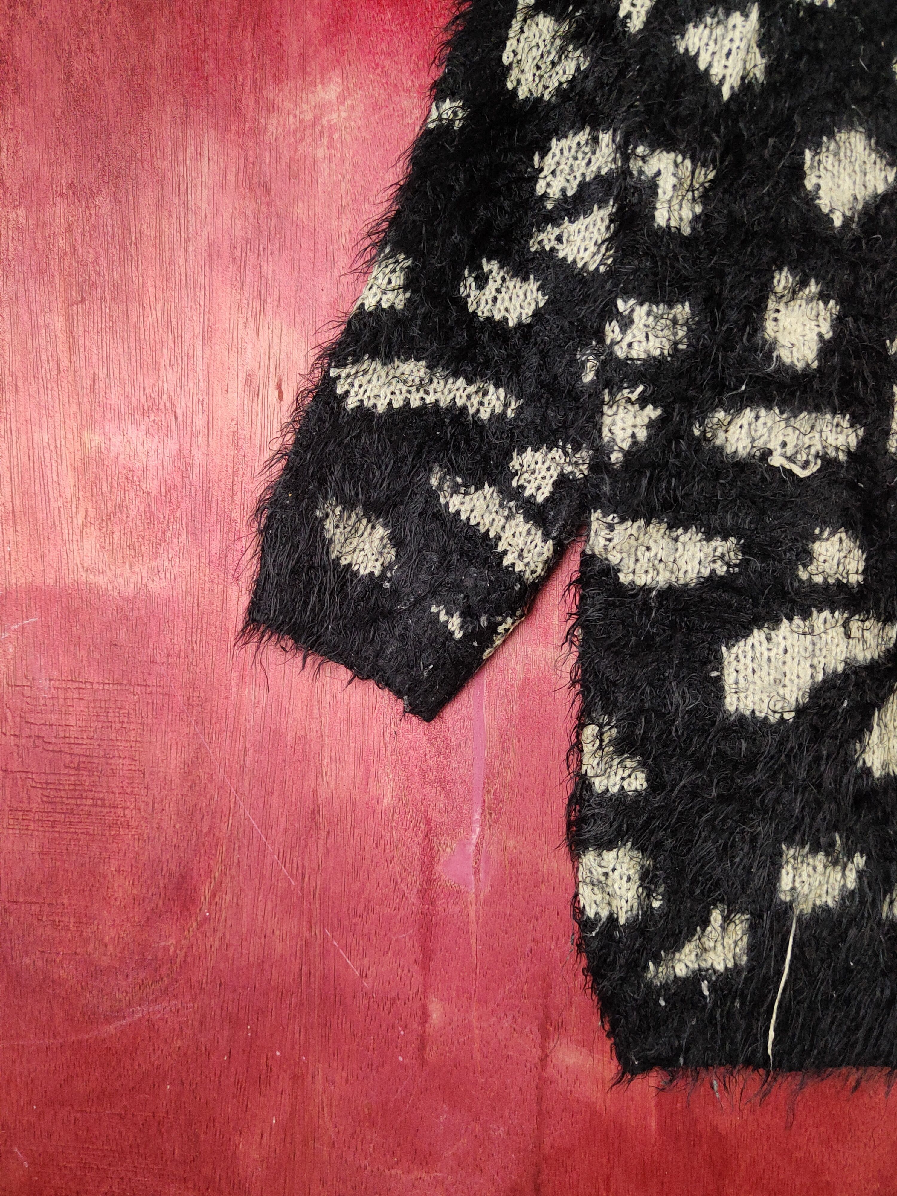 Homespun Knitwear Anryanry Black Cream Shag Shaggy Fur Mohair Knitwear #S2164 Size M / US 6-8 / IT 42-44 - 4 Thumbnail