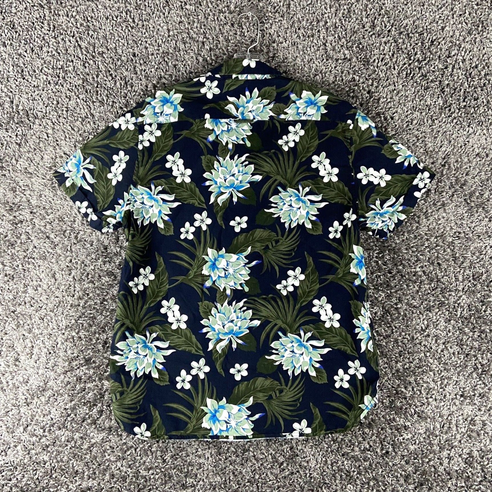 Denime VINTAGE Flower & Denim Hawaii Button-Up Shirt Adult Men L Blue Flower Denim Short Sleeve Mens L Size US 33 - 8 Thumbnail