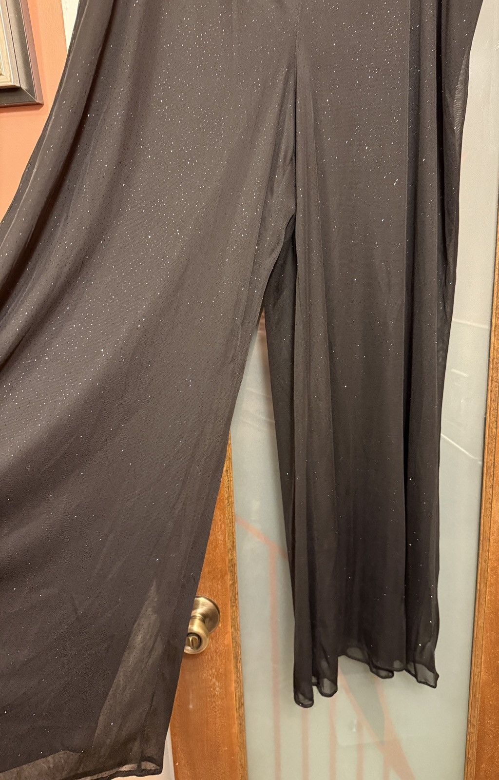 Avenue Avenue Plus Sheer Lined Black Wide Leg Elastic Waist Pant Size 40" / US 18 - 3 Thumbnail
