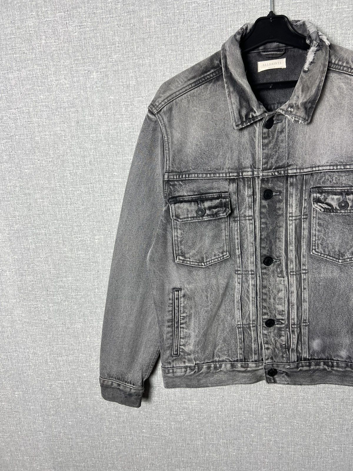 All Saints Bohmer Distressed Denim Jean Jacket Size M