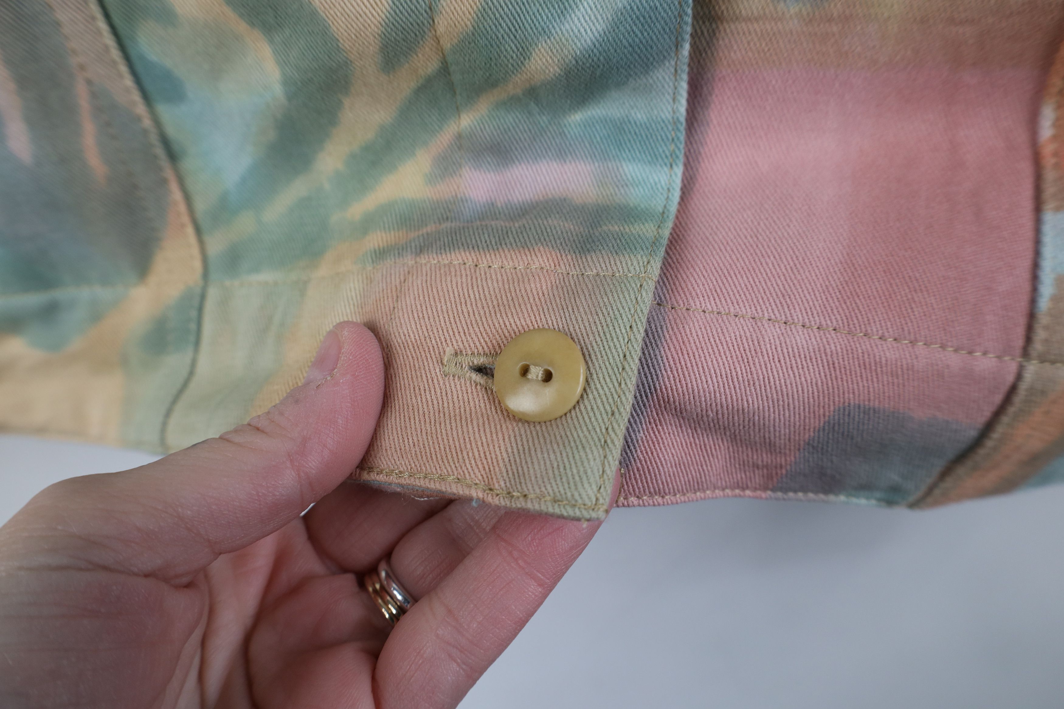 Orvis Vintage 90s Orvis Pastel Band Collar Denim Trucker Jacket Size S / US 4 / IT 40 - 6 Thumbnail