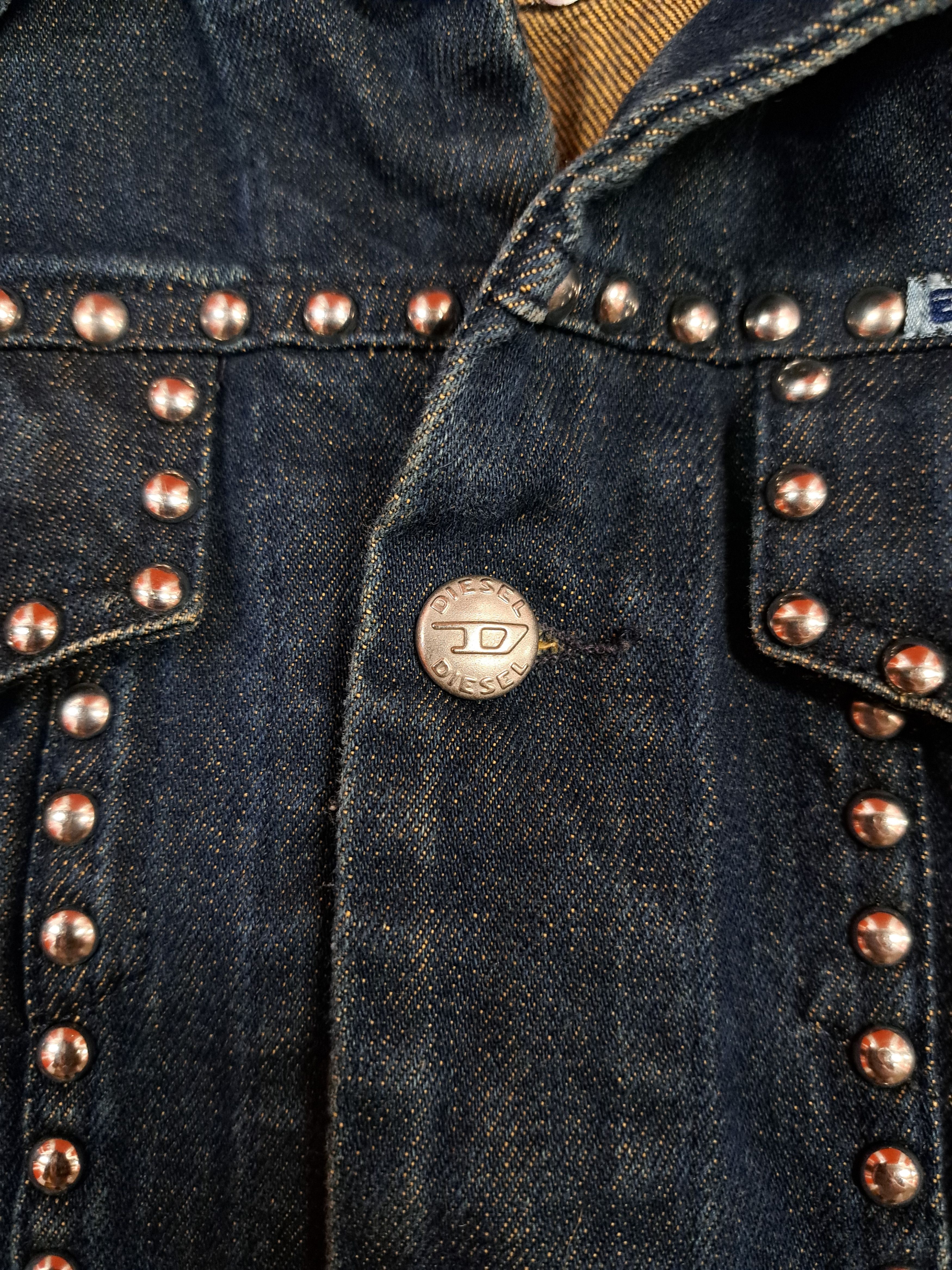 Diesel Vintage y2k Diesel Sick Cropped Studded Denim Jacket Size S / US 4 / IT 40 - 11 Thumbnail