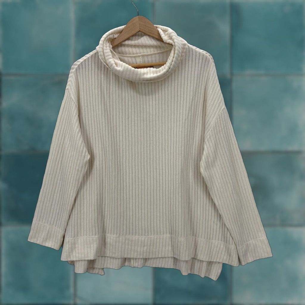 Vintage Maeve Sweater Womens Large White Knit Pullover Cowl Neck Knitwear Ribbed Vib Su Size L / US 10 / IT 46 - 1 Thumbnail