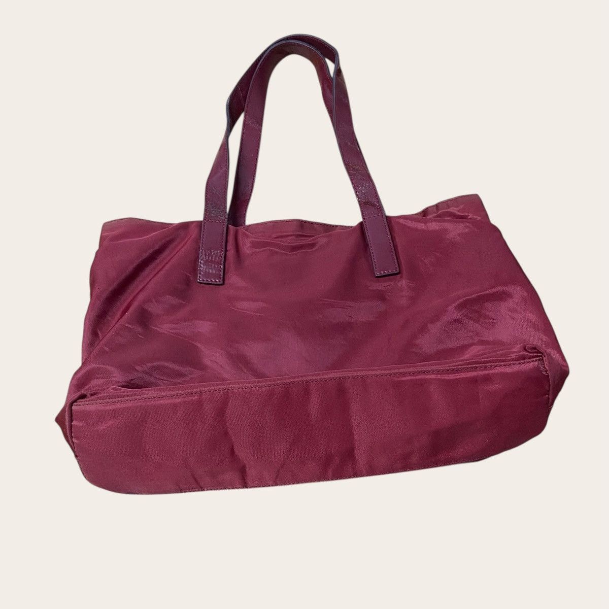 Prada Prada Burgundy Nylon Tote Bag | Leather Handles Size ONE SIZE - 5 Thumbnail