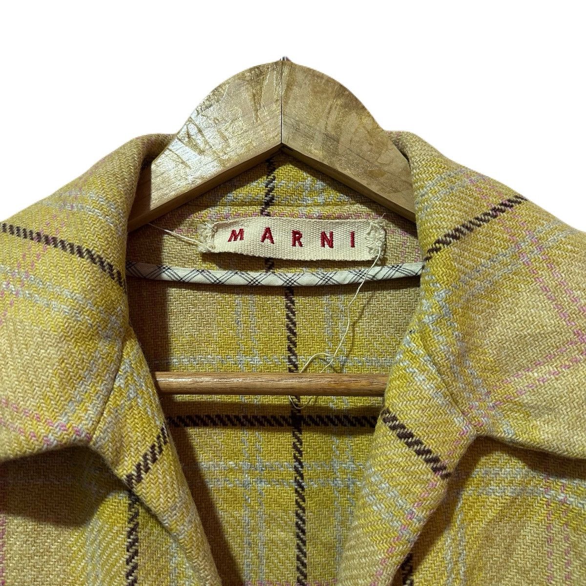 Marni MARNI Vintage Wool Check Coat Dress Italy 2000s Outerwear Size S / US 4 / IT 40 - 3 Thumbnail