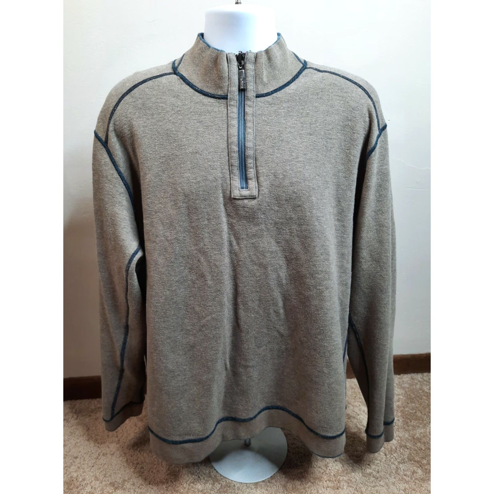 Tommy Bahama VINTAGE Tommy Bahama Reversible Quarter Zip Pullover Sweatshirt 2XL Cotton Blue Mens Size US XXL / EU 58 / 5 - 8 Thumbnail